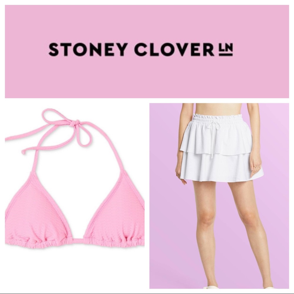 Stoney Clover Lane Pink Triangle Top with White Ruffle Skirt